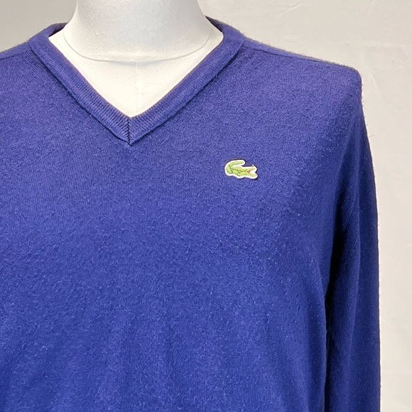 VINTAGE 60s Lacoste Izod knit sweater tennis vneck navy alligator crocodile logo - Picture 7 of 11